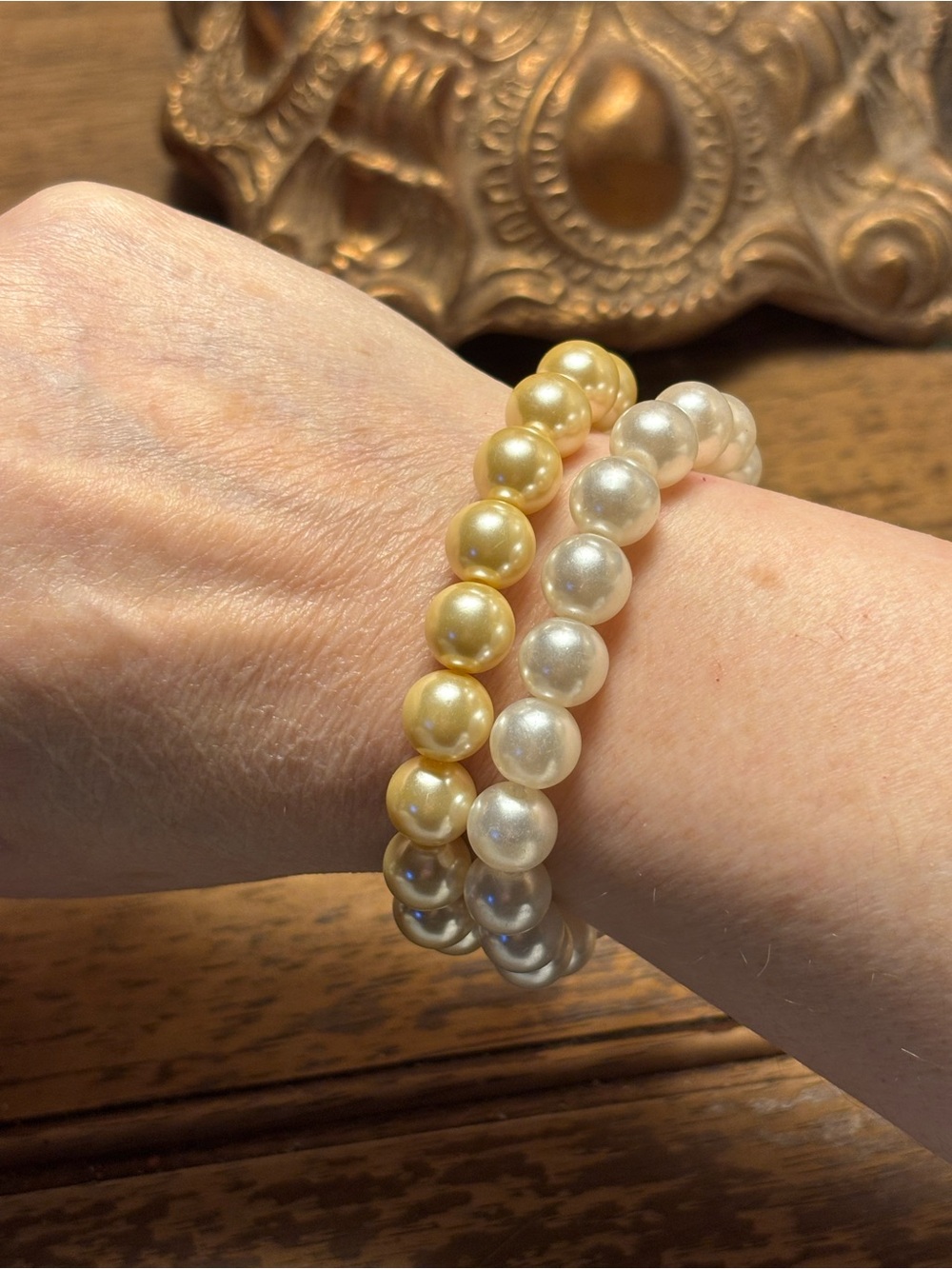 Faux Pearl Stretch Bracelet Set